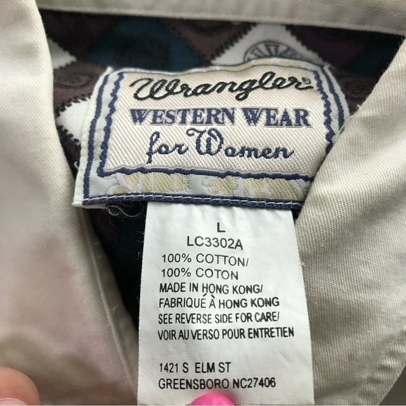 Wrangler Vintage Western Button Front Shirt Rodeo Farm Horse Aztec Large - Picture 4 of 7